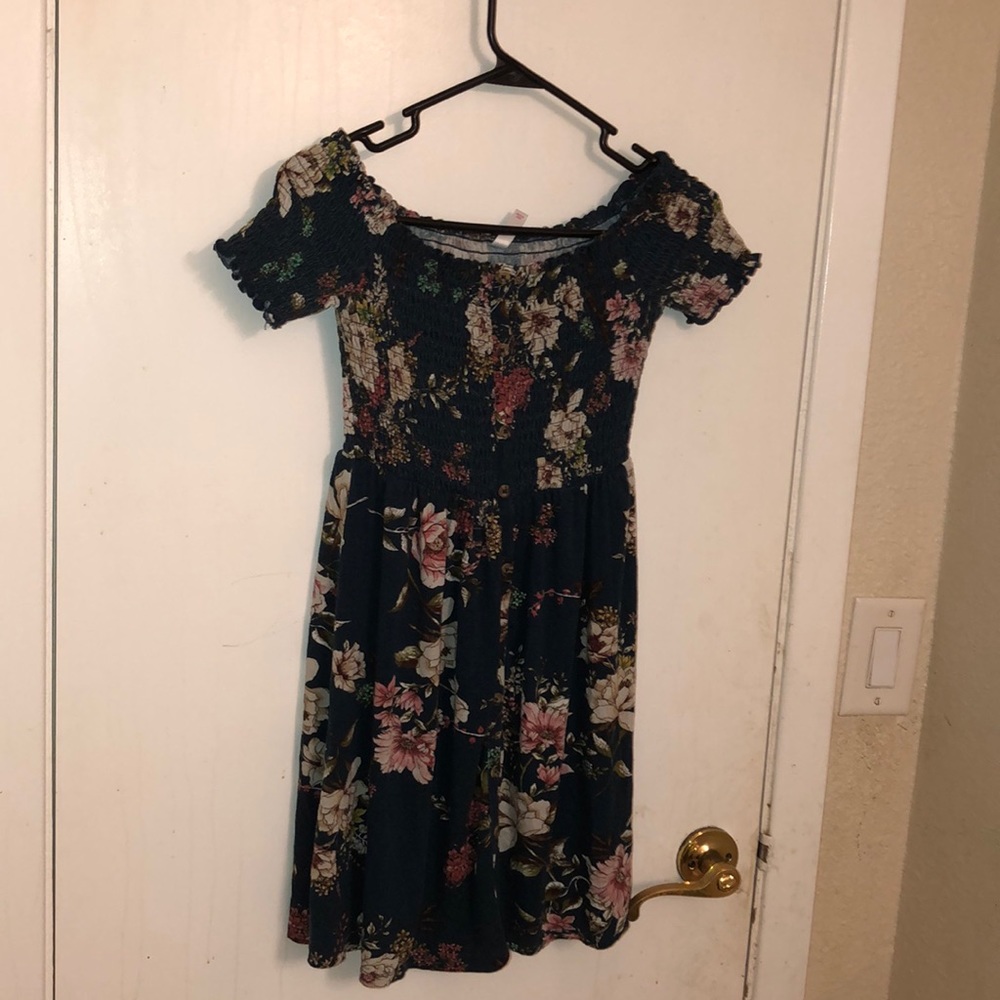 floral navy blue dress